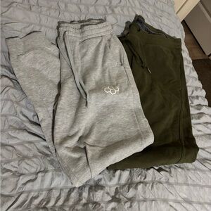 Kids Gray and Olive Green Cotton Blend Jogger Pants - Pack of 2